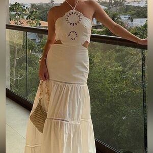 PatBO White Halter Sundress Backless